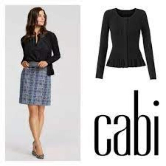 CAbi Black Ruffle Party Cardigan Sweater XS Style 5287 - Picture 1 of 6